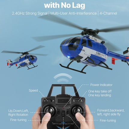 4-Channel RC Helicopter with 6-Axis Gyro – 2.4GHz Remote Control Aircraft with Altitude Hold – Easy to Fly for Kids & Beginners