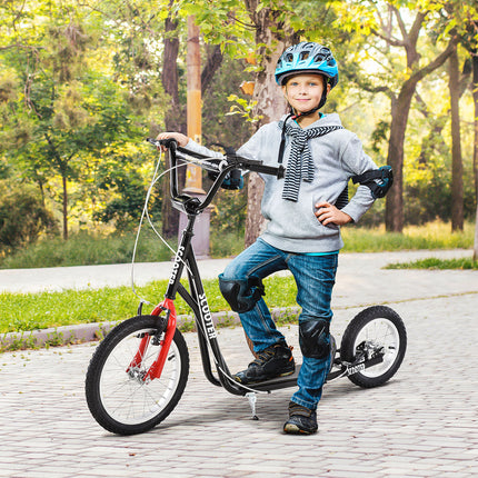 Teens & Youth Scooter with Inflatable All-Terrain Wheels – Dual Hand Brakes & Adjustable Handlebar – High-Performance Kick Scooter for Kids 5+ (Black)
