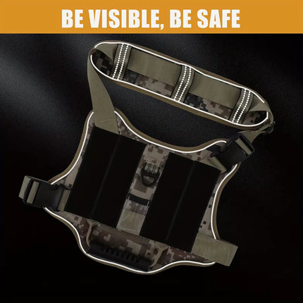 Tactical Service Dog Harness with Control Handle – No-Pull Adjustable Reflective Pet Vest – Heavy Duty Training Harness for Easy Walking