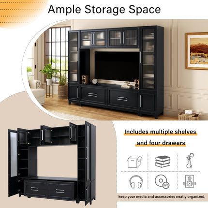 Extra-Wide 102" TV Stand & Entertainment Unit – Minimalist Media Center for 75-Inch TVs – Modern Storage Console with Drawers & Tempered Glass