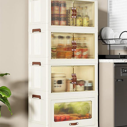 Multi-Layer Baby Storage Cabinet with Wheels – Transparent Easy-Open Lids – Mobile Nursery Organizer for Diapers, Toys & Clothes