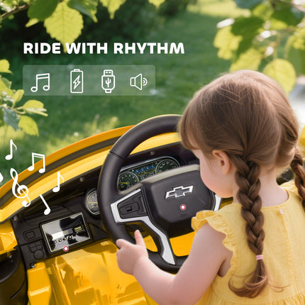 12V Electric Ride-On Car for Kids – Vibrant Yellow SUV with Parental Remote Control – Spring Suspension & LED Lights – Toddler Power Wheel