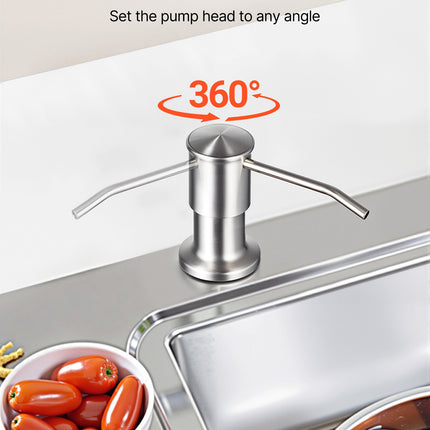 Built-in Kitchen Sink Soap Dispenser – Stainless Steel Pump with Large Refillable Bottle – Under-Counter Soap Pump