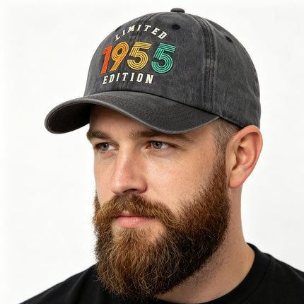 Vintage 1955 Limited Edition Baseball Cap – Retro Washed Distressed Cotton Dad Hat for Men and Women