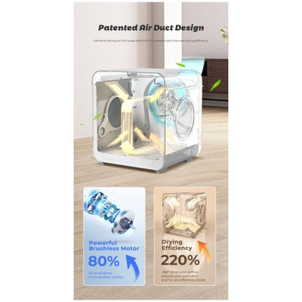 Professional Pet Drying Box – 360° Intelligent Warm Air Dryer for Cats & Small Dogs – Ultra-Quiet Smart Temperature Control Pet Dryer Room