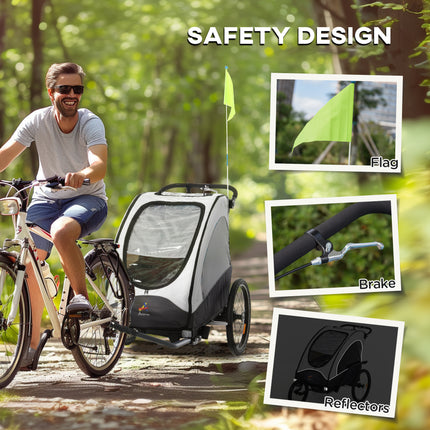 3-in-1 Baby Bike Trailer & Jogger Stroller – Foldable Child Transport Carrier – Shock Absorber System & Rubber Tires – Adjustable Handlebar
