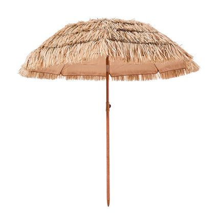 6ft Tiki Thatched Patio Umbrella – Tropical Hawaii Style Beach Umbrella – Faux Straw Outdoor Parasol for Poolside, Garden & Tiki Bar