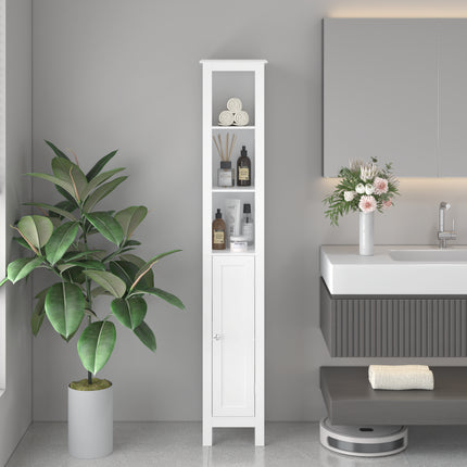 Tall Slim Bathroom Storage Cabinet – Space-Saving Freestanding Linen Tower with Adjustable Shelves for Small Spaces & Kitchens