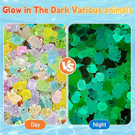 300-Piece Mini Resin Animal Blind Bags – Glow in the Dark Miniature Figures – Mystery Surprise Set for DIY Fairy Gardens & Micro Landscapes