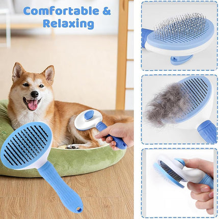 7-in-1 Professional Pet Grooming Kit – Self-Cleaning Slicker Brush, Nail Clipper, Bath Brush & Flea Comb Set – All-in-One Grooming Supplies for Dogs & Cats
