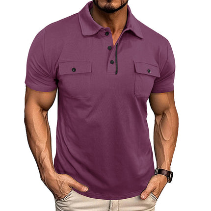 Men's Premium Summer Lapel Polo Shirt – Breathable Short Sleeve Button-Down Top with Chest Pocket – Versatile Outdoor & Casual Fashion