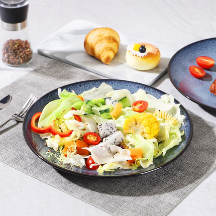 Ceramic Steak Plate Set of 6 – 8-Inch Modern Dinner Plates for Pasta, Salad & Dessert – Microwave & Dishwasher Safe