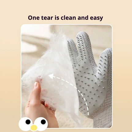 Enhanced Pet Grooming Glove – Gentle Deshedding & Massage Brush – Effective Cat & Dog Hair Remover Mitt for Long & Short Fur (Grey/Blue)