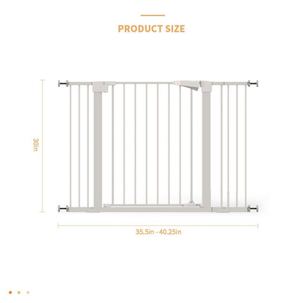 Extra Tall Child Safety Gate – White Pressure Mounted Baby Gate with Extensions – Auto-Close Walk-Thru Door for Stairs and Doorways