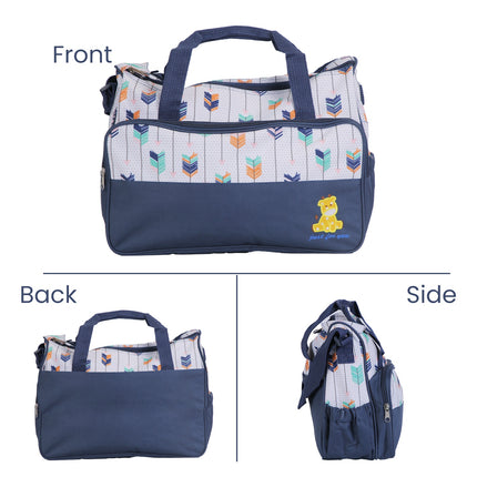 5-Piece Baby Diaper Bag Set – Multi-Functional Mummy Travel Handbag Bundle with Diaper Pad, Bottle Bag, and Food Bag