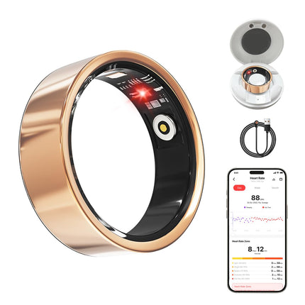 Smart Health Ring – 24/7 Fitness Tracker with Heart Rate, SpO2 & Sleep Monitor – IP68 Waterproof – No Subscription Fee – iOS & Android Compatible