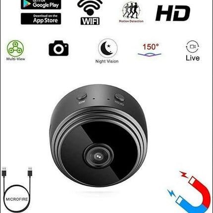 A9 Mini WiFi Wireless Security Camera – 1080P HD Hidden Spy Cam – Night Vision, Motion Detection & Magnetic Base – Smart Home Surveillance Monitor