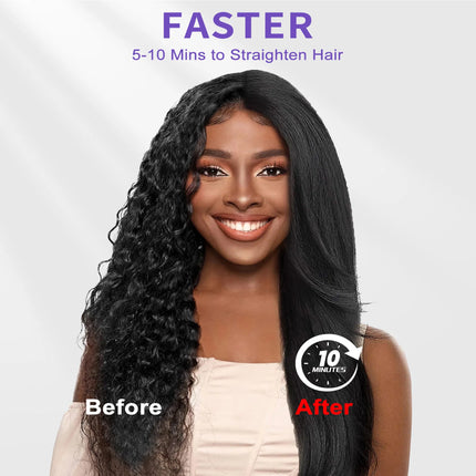 2-in-1 Ionic Steam Hair Straightener Brush – Anti-Frizz Ceramic Heating Comb