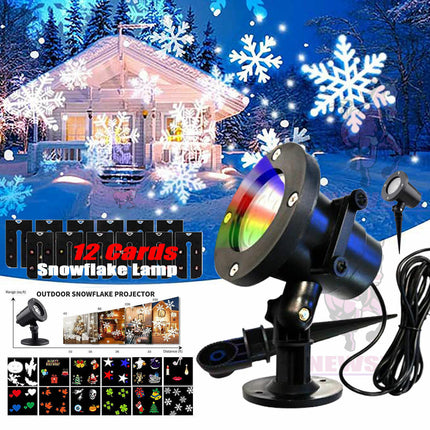 48-Pattern Christmas Laser Projector Light – LED Snowflake & Holiday Scene Projector – IP65 Waterproof Outdoor Landscape Lighting