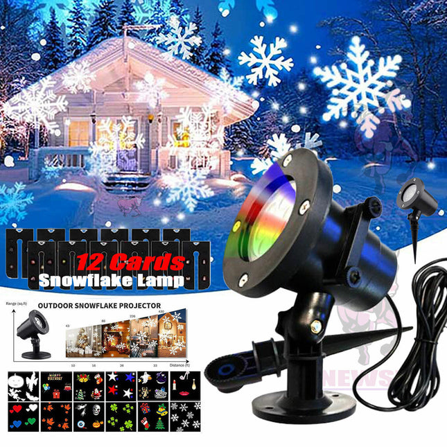 48-Pattern Christmas Laser Projector Light – LED Snowflake & Holiday Scene Projector – IP65 Waterproof Outdoor Landscape Lighting