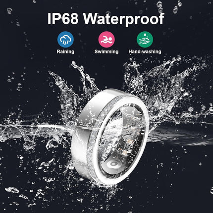 2025 New Smart Ring for Women – Elegant Diamond Health Tracker with Visible Tech Core – Heart Rate, Sleep & Fitness Monitor – IP68 Waterproof