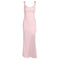 Open-back slit dress with a tie design and sleeveless cut