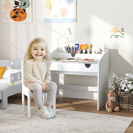 Sleek & Sturdy Kids' Writing Desk – Large Surface Student Workstation with Bookshelf – Premium Junior Study Table for Bedrooms
