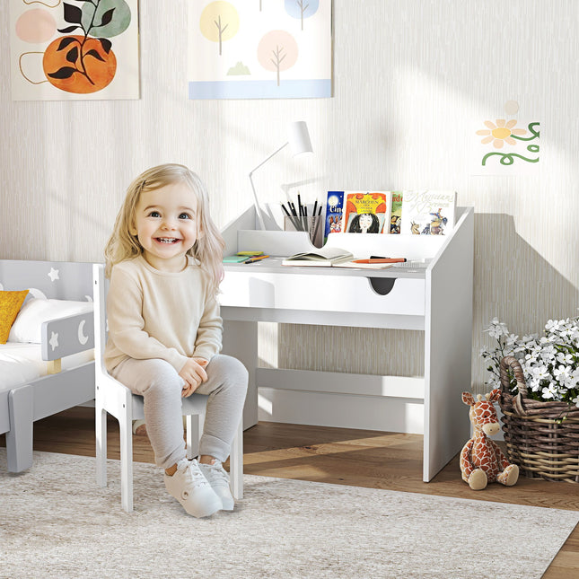 Sleek & Sturdy Kids' Writing Desk – Large Surface Student Workstation with Bookshelf – Premium Junior Study Table for Bedrooms