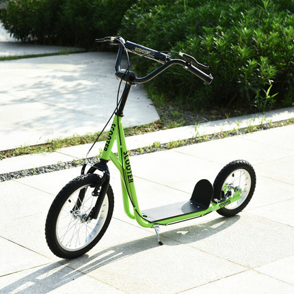 Teens & Youth Kick Scooter with Inflatable All-Terrain Wheels – Electric Green – Dual Hand Brakes & Adjustable Height – Ages 5+