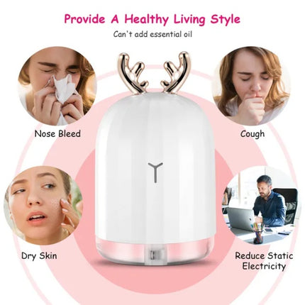 220ml Mini Cool Mist Humidifier – Portable USB Ultrasonic Air Diffuser – Whisper-Quiet Humidifier with 7-Color LED Night Light for Bedroom & Office