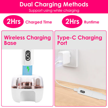 LuxeNail™ Portable E-File System – Integrated UV Dryer Base & Rechargeable Professional Drill