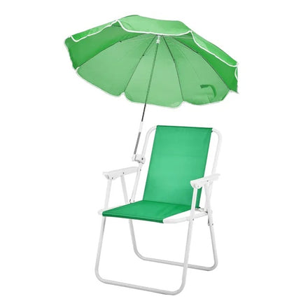 Portable Folding Camping Chair with 360° Adjustable Umbrella – 265lbs Capacity – Forest Green Sunshade Chair for Fishing, Beach & Picnic