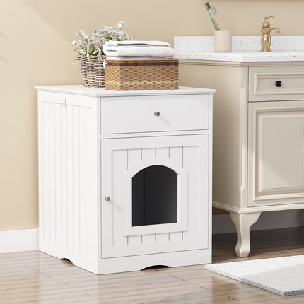 Wooden Cat Litter Box Enclosure – Decorative Cat House & Side Table – Indoor Pet Crate with Hidden Washroom Design