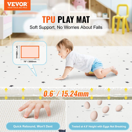 Extra Large Baby Play Mat (55" x 79") – Non-Toxic Soft Crawling Mat – Reversible & Waterproof Floor Mat for Infants and Toddlers
