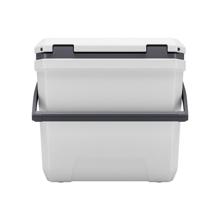 38 QT Insulated Hard Cooler – 54-Can Capacity Ice Chest – Portable Outdoor Cooler with Cup Holders & Ergonomic Handle – Blue/White
