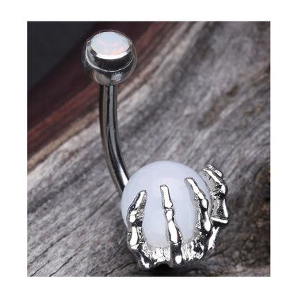 14G Skeleton Claw Opal Belly Button Ring for Gothic Styling - view 6