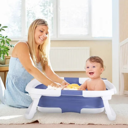 Smart Collapsible Baby Bathtub with Real-Time Digital Thermometer – Portable Foldable Infant Tub for Newborn to 24 Months – Non-Slip Safety Design