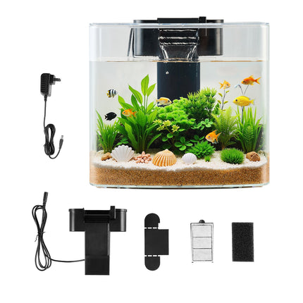 3.5 Gallon Smart Arch Aquarium Kit – Large Crystal Clear GPPS Fish Tank with 3-Mode LED Lighting – Self-Cleaning Desktop Ecosystem