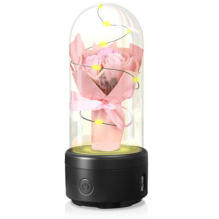 2-in-1 Rose Bouquet LED Light & Bluetooth Speaker – Enchanted Rose Night Light in Glass Dome – Unique Mother’s Day, Valentine’s Day & Anniversary Gift
