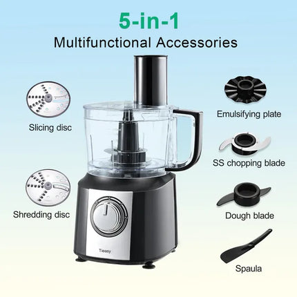 600W Multifunctional Food Processor – 10-Cup Large Capacity Chef Machine – Professional Slicer, Shredder & Mixer