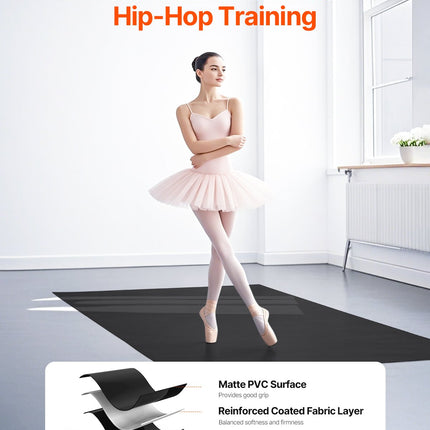 Professional Dance Floor & Portable Yoga Mat – 6.6’ x 3’ Large Non-Slip Floor Mat – 1.5mm Thin Workout Mat for Home Practice & Studios