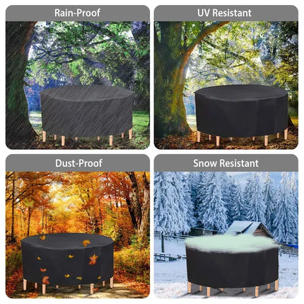 Heavy-Duty Round Outdoor Furniture Cover – Waterproof & UV-Resistant Patio Table Protector – All-Weather Oxford Fabric Cover for Circular Dining Sets