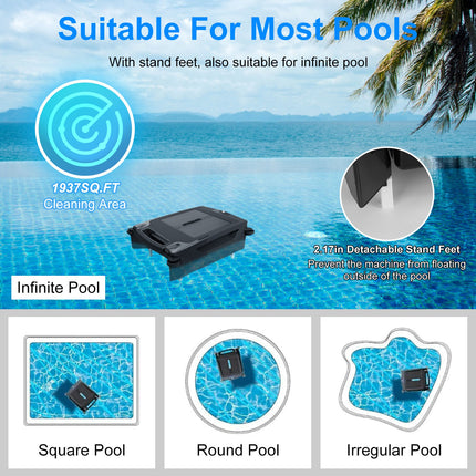 Solar Powered Robotic Pool Skimmer – Automatic Surface Cleaner with App Control – Dual Charging & IPX7 Waterproof – Covers up to 1937 Sq.Ft