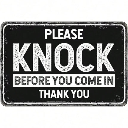 Please Knock Before Entering Metal Sign – Durable 8x12 Inch Privacy Warning Plaque for Office, Shop, and Home Doors