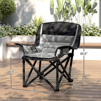 Upgraded Heavy-Duty Camping Chair – Extra Wide Folding Seat for Adults – With Insulated Cup Holder, Side Pockets & Carry Bag