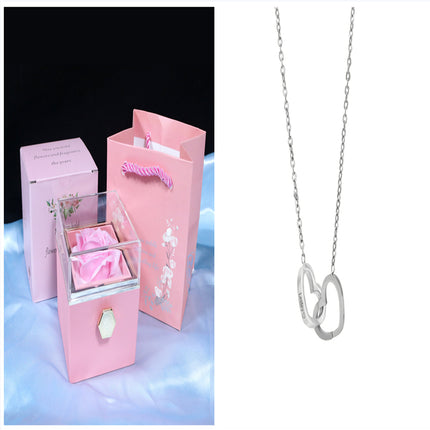 Creative Rotating Rose Jewelry Box – Eternal Soap Flower Gift Box for Necklace & Rings – Enchanted Spinning Rose Surprise for Valentine’s Day