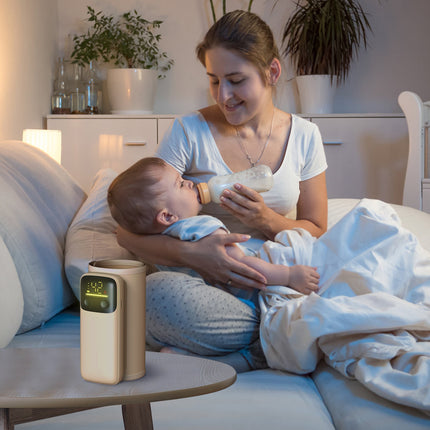 Portable Baby Bottle Warmer with Night Light – 6 Temperature Levels USB Rechargeable Milk Warmer – Travel Formula Heater for On-the-Go