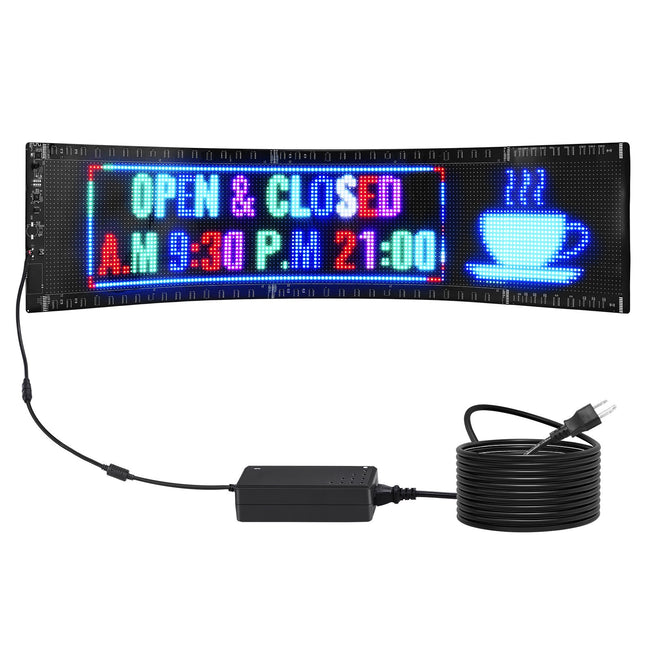 P5 Full Color LED Programmable Sign – Bluetooth App Control Scrolling Display Board – DIY Custom Text, Animation & Pattern for Store Business, Car & Advertising (32.9"x8")