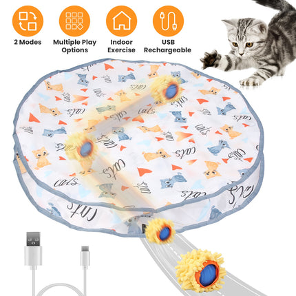 Smart Interactive Cat Ball Toy – Rechargeable Motion-Activated Rolling Ball with Pouch – Hide-and-Seek Mouse Catching Game for Indoor Cats