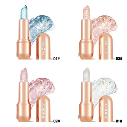 Phofay Crystal Jelly Flower Lipstick – Temperature Color-Changing Magic Lip Balm